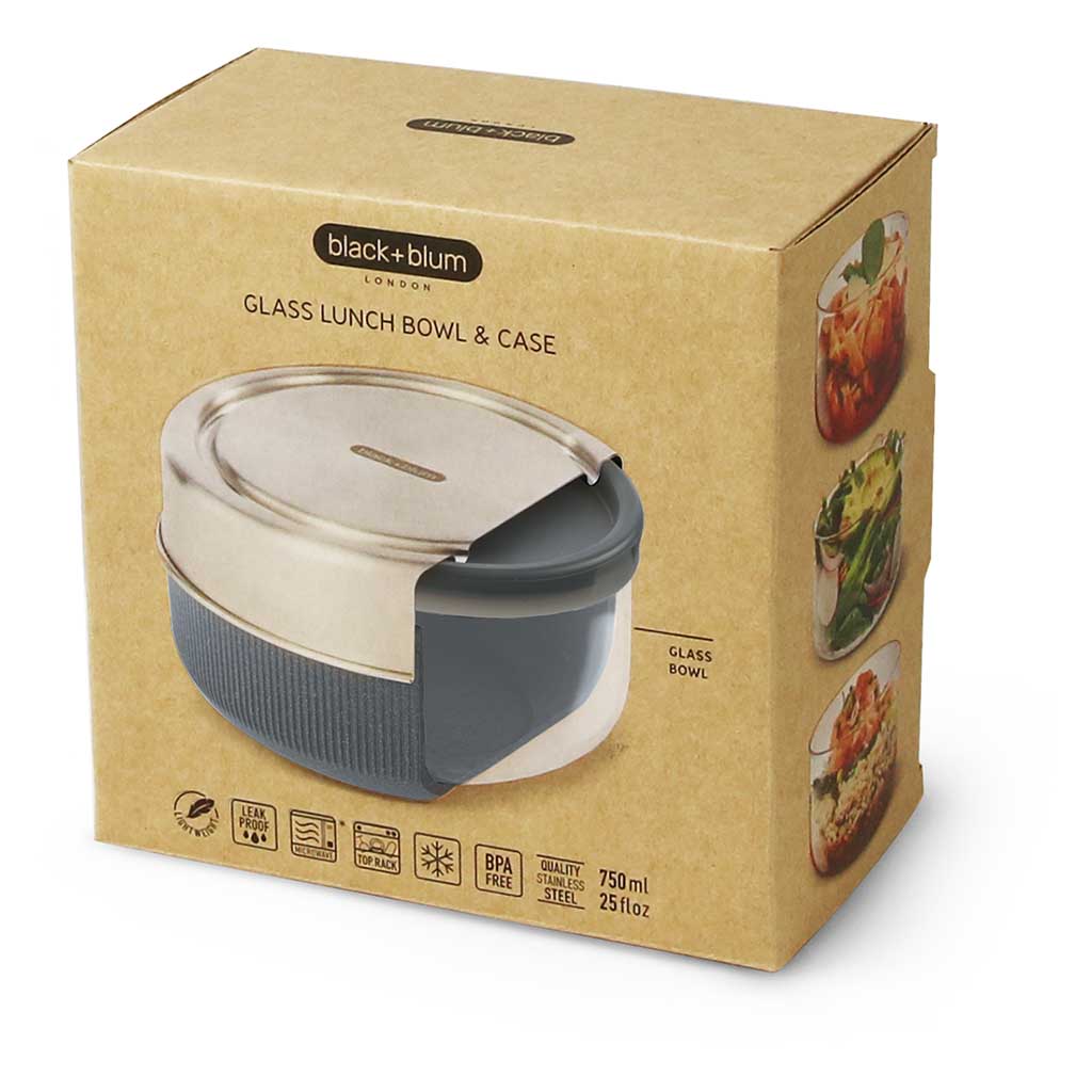 Glass Lunch Bowl Black+Blum GR-LB-L015 Food Containers 750ml / Slate