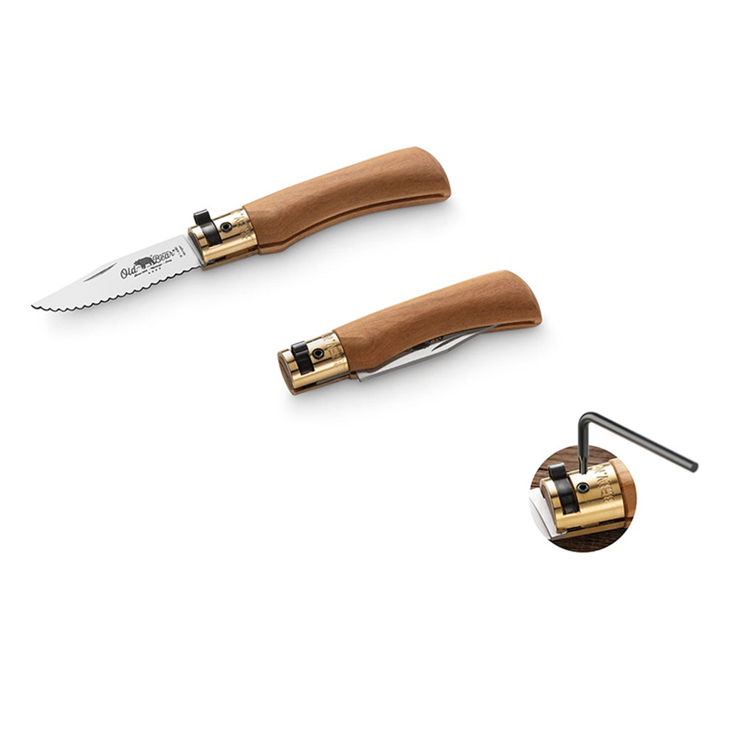 Italian Olive Folding Knife | Stainless Serrated Old Bear Pocket Knives