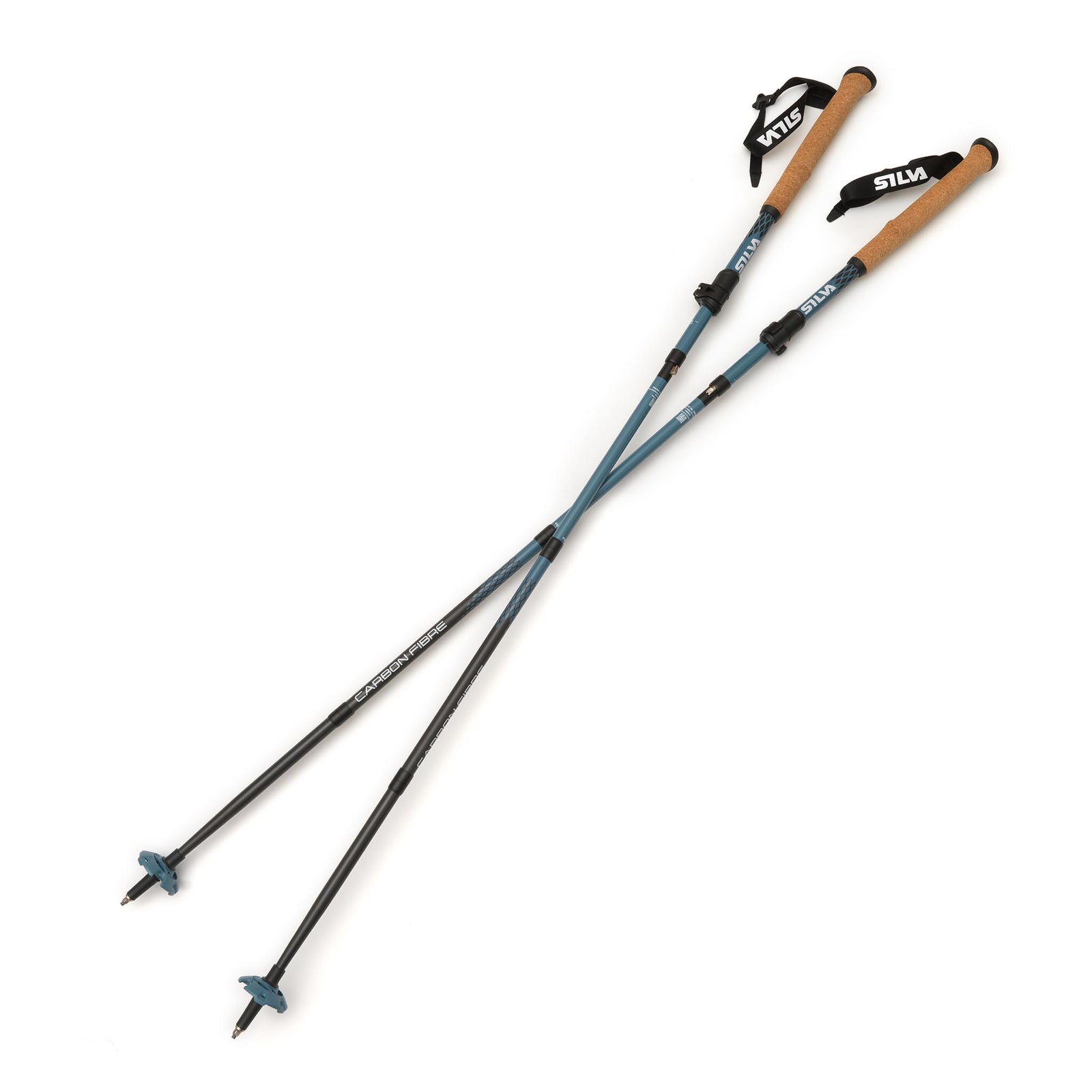 Trekking Poles | Carbon Z-Fold | Adjustable | 115-135cm Silva 38610 Walking Poles 115-135cm / Black/Blue