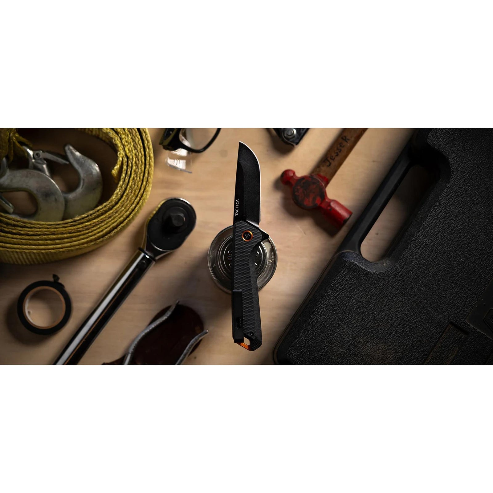 K.120 Flipper knife TACTICA TCK0120BLKBLK Pocket Knives Straight / Black