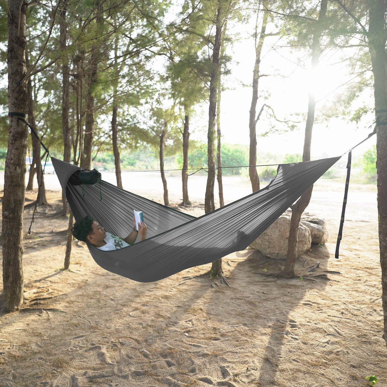 Lightest Pro Hammock Ticket To The Moon TMLPROR54 Hammocks 325 x 140 cm / Grey
