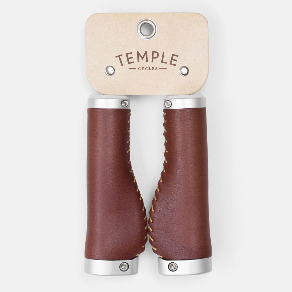 Ergonomic Leather Grips Temple Cycles TS-ERGRIP-DB Grips One Size / Dark Brown