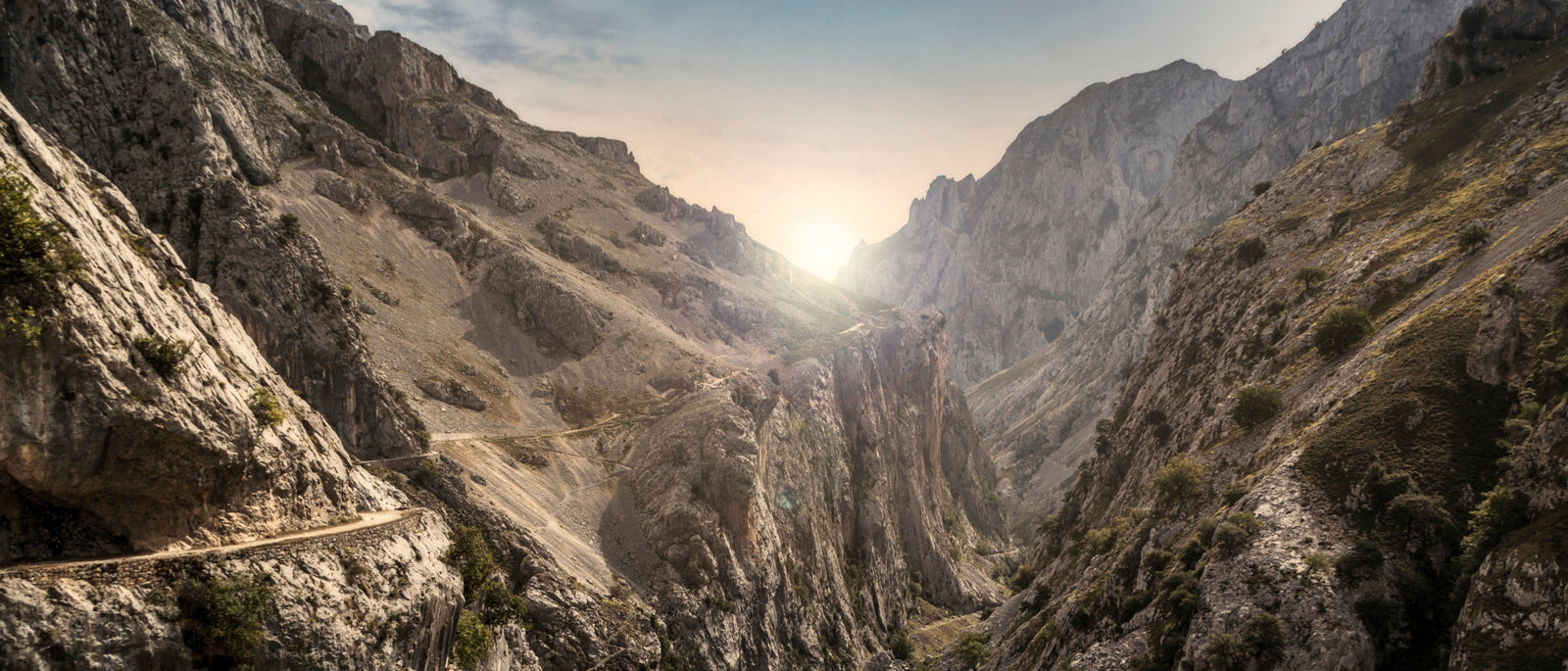 The spectacular Cares Gorge in the Picos de Europa mountains of Asturias, Spain.