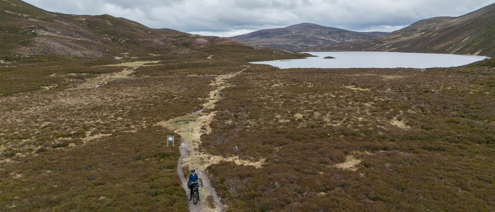 Approaching Loch Builg on the first day of the Cairngorms 360 trail out of Ballater.