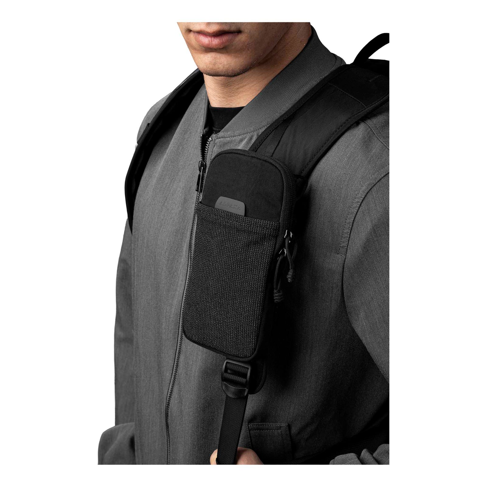 Modular Shoulder Pocket Slim Alpaka AD010920131 Phone Pockets Slim / Black | Axoflux 400D Washed Nylon