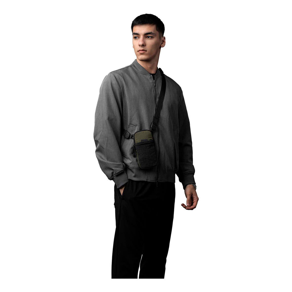 Modular Shoulder Pocket Slim Alpaka AD010920531 Phone Pockets Slim / Green | Axoflux 400D Washed Nylon