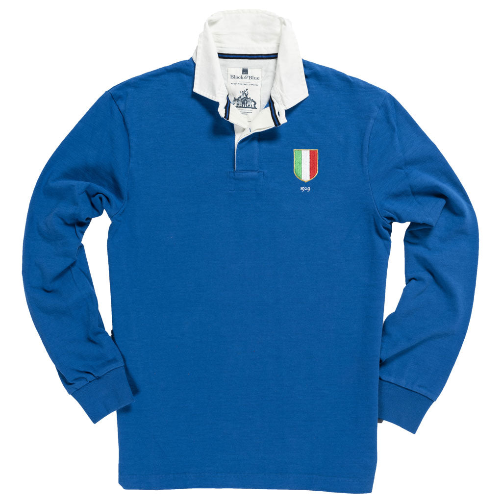 Italy 1929 Rugby Shirt Black &amp; Blue 1871 Rugby Shirts