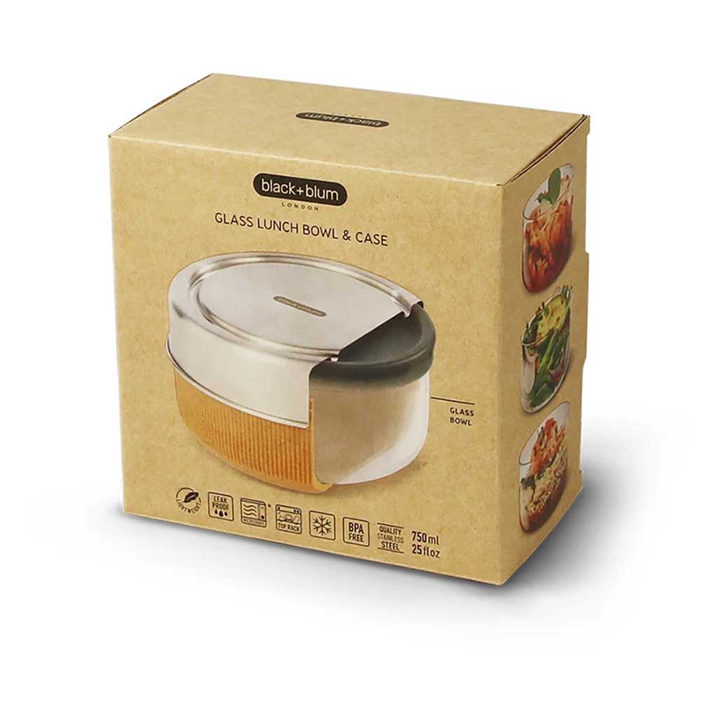 Glass Lunch Bowl Black+Blum GR-LB-L014 Food Containers 750ml / Almond