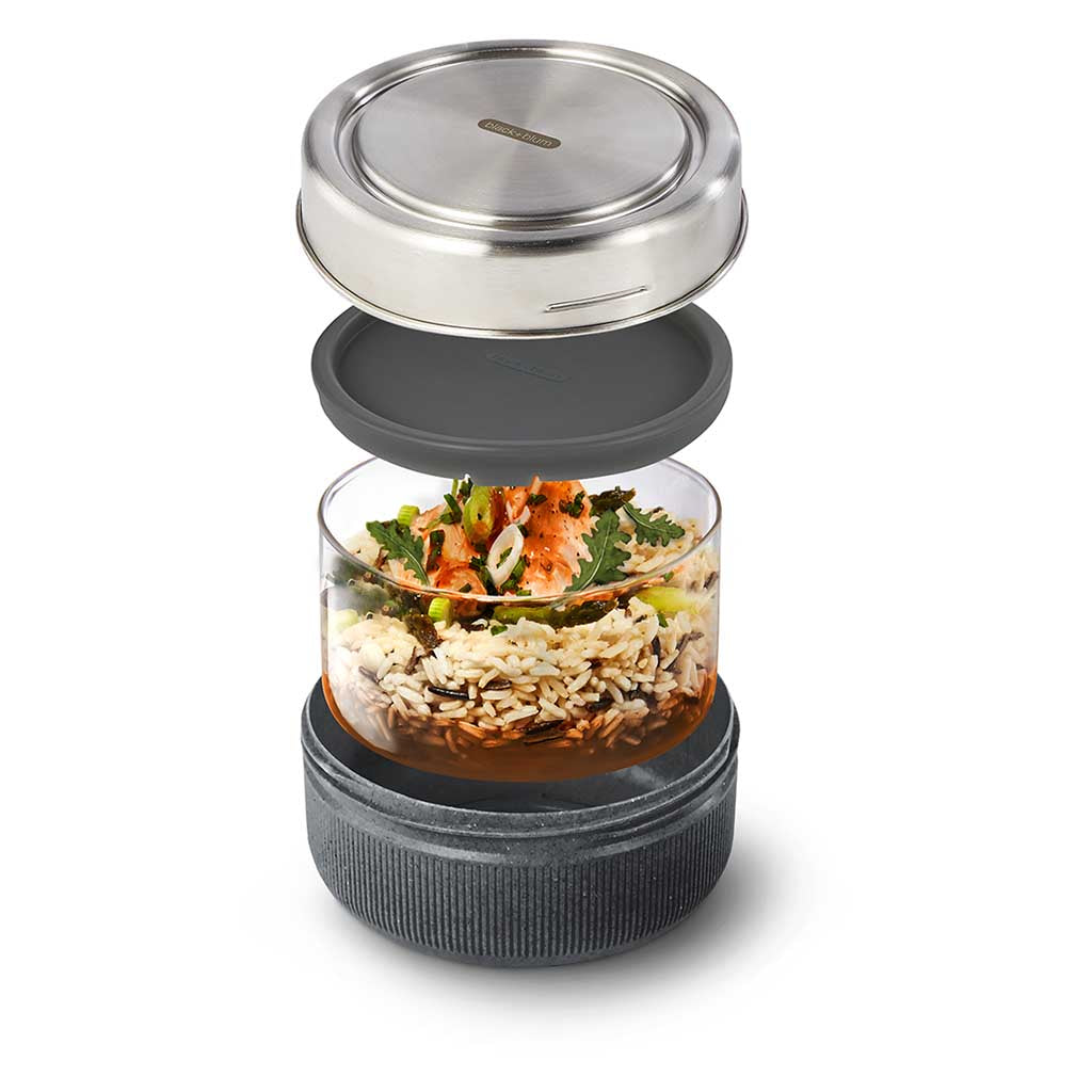 Glass Lunch Bowl Black+Blum GR-LB-L015 Food Containers 750ml / Slate