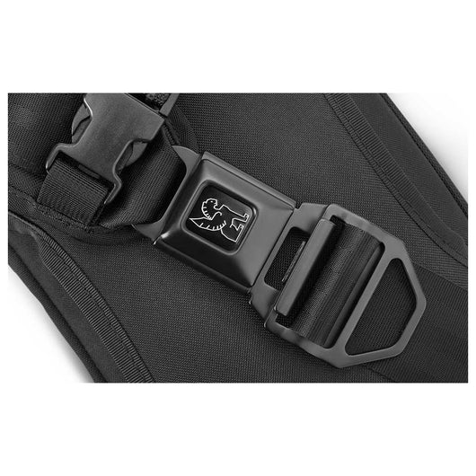 Sling bag with seat clearance belt buckle