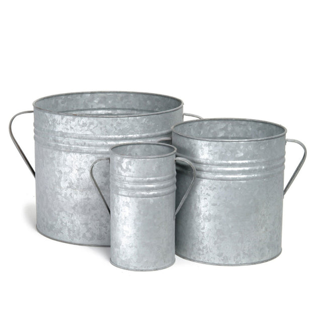 Galvanised Steel Planters | Set of 3 Garden Trading PLGA01 Planters One Size / Silver