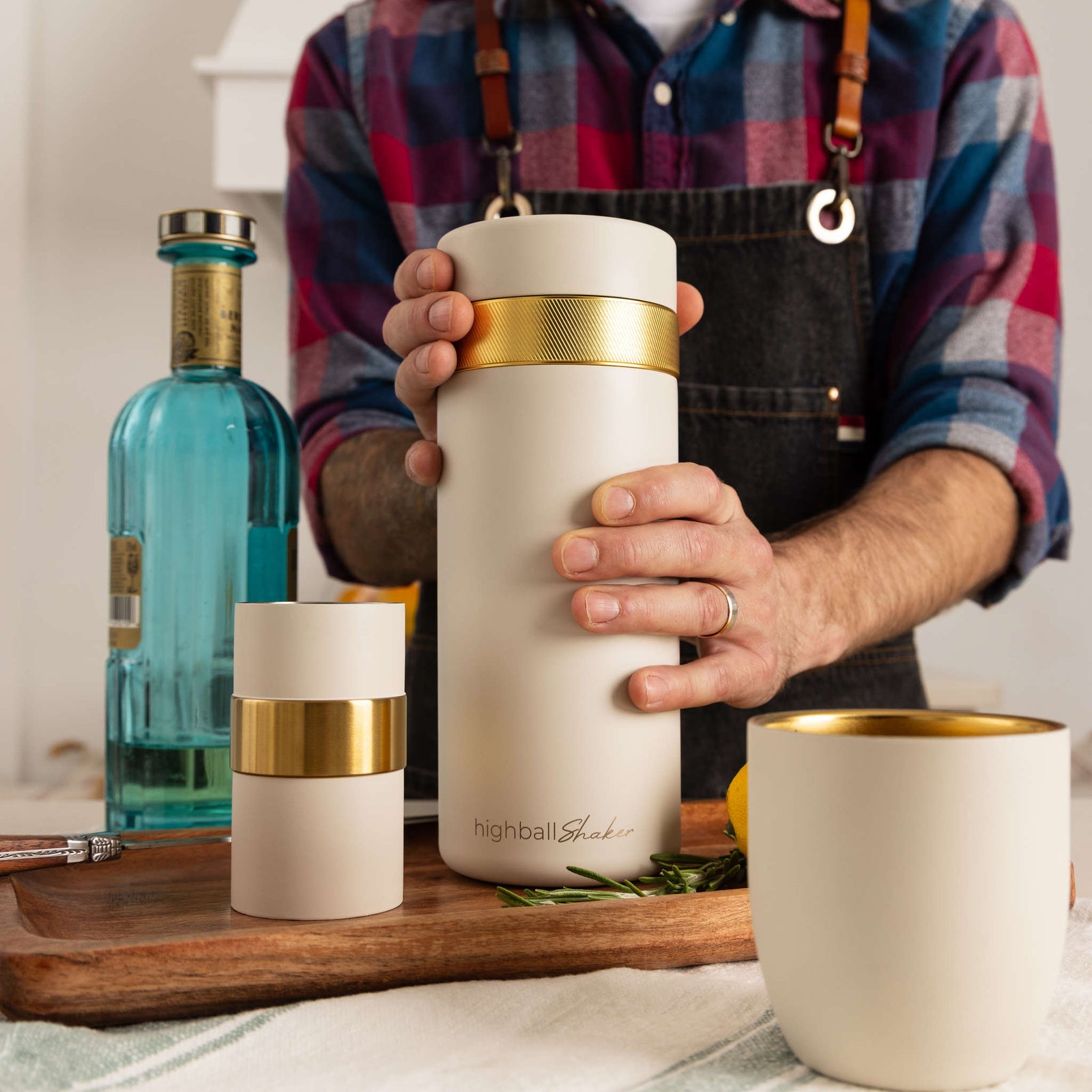 Highball Shaker High Camp Flasks 3128cr Cocktail Shakers 1L / Crema