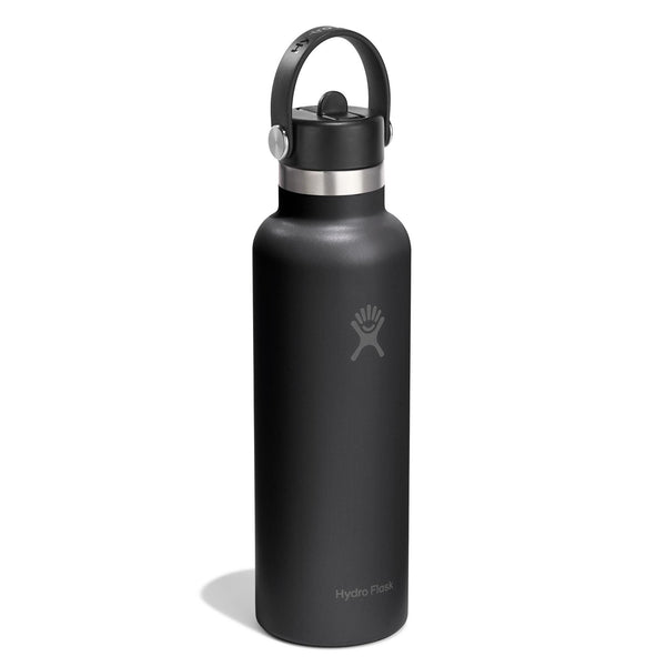 21 oz Standard Mouth w/ Flex Straw Cap Hydro Flask S21CFS001 Water Bottles 21 oz / Black