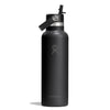 21 oz Standard Mouth w/ Flex Straw Cap Hydro Flask S21CFS001 Water Bottles 21 oz / Black