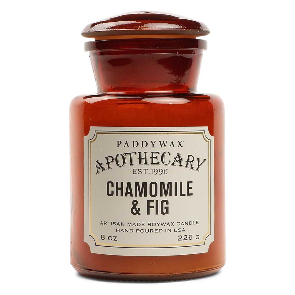 Apothecary Glass Candle | Chamomile &amp; Fig Paddywax APG802EU Candles 8 oz / Amber