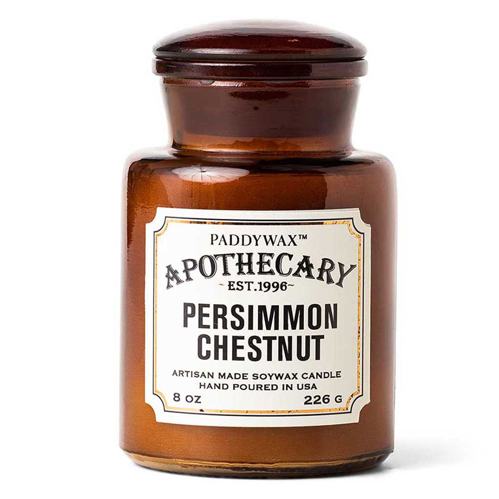 Apothecary Glass Candle | Persimmon &amp; Chestnut Paddywax APG818EU Candles 8 oz / Amber