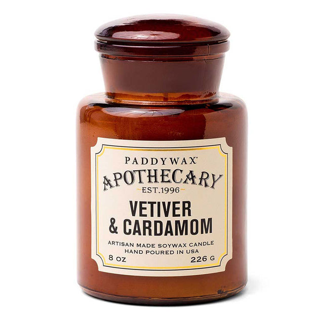 Apothecary Glass Candle | Vetiver & Cardamom Paddywax APG801EU Candles 8 oz / Amber