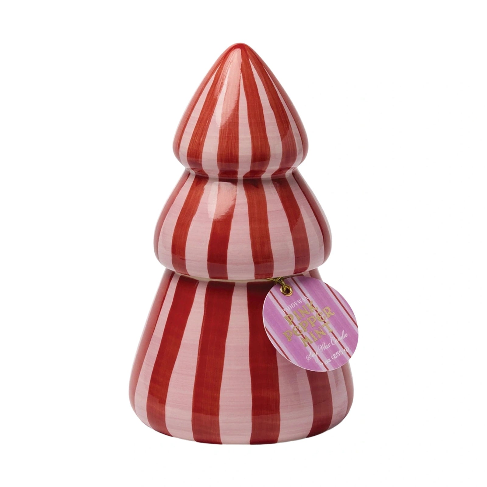 Cabana Christmas Ceramic Tree Candle | Pink Peppermint Paddywax CCT0903EU Candles 9 oz / Pink Peppermint