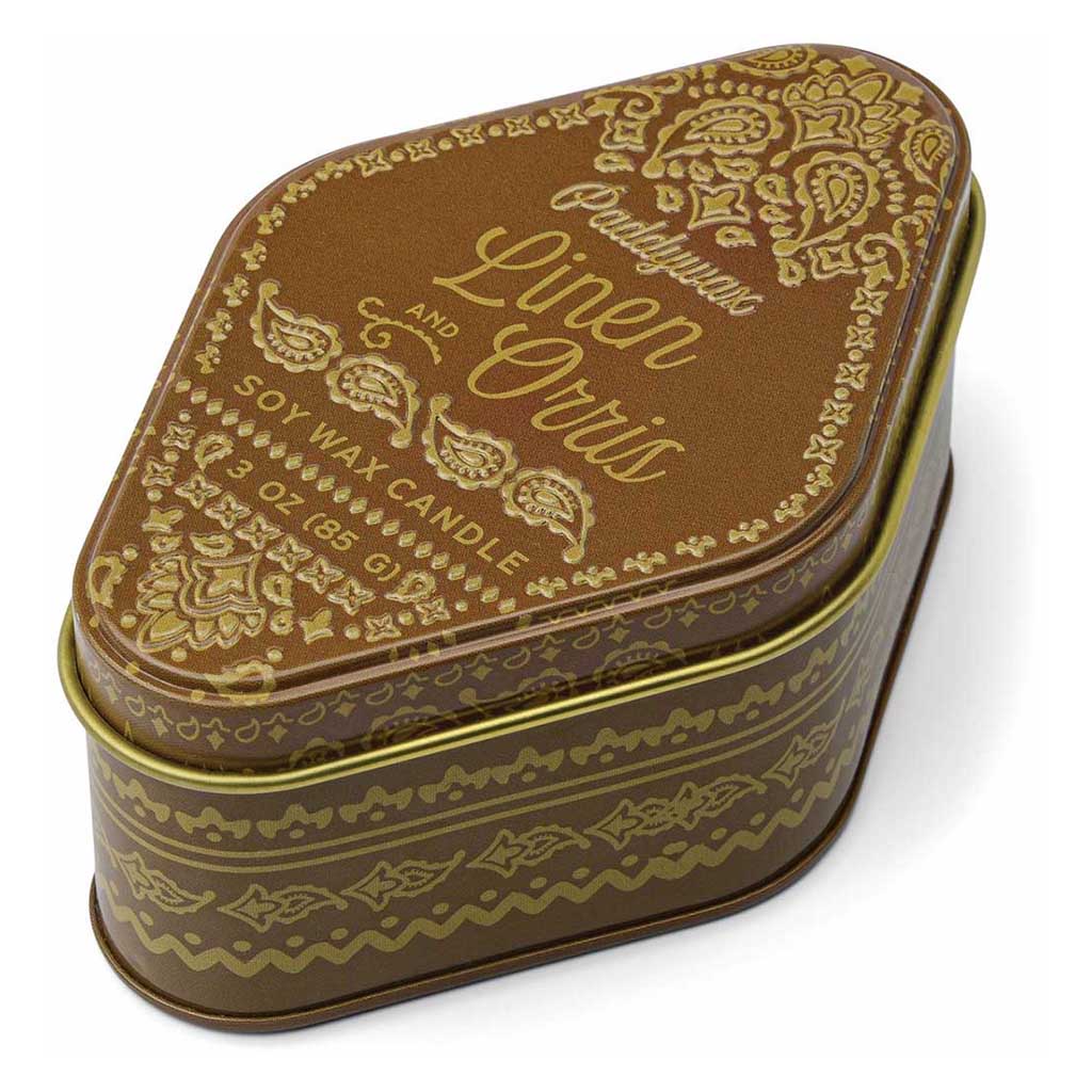 Station Printed Tin | Linen &amp; Orris Paddywax STN0305EU Candles 3.5oz / Brown