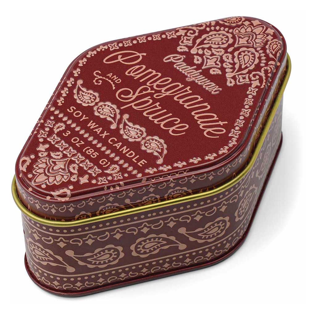 Station Printed Tin | Pomegranate &amp; Spruce Paddywax STN0301EU Candles 3.5oz / Burgundy