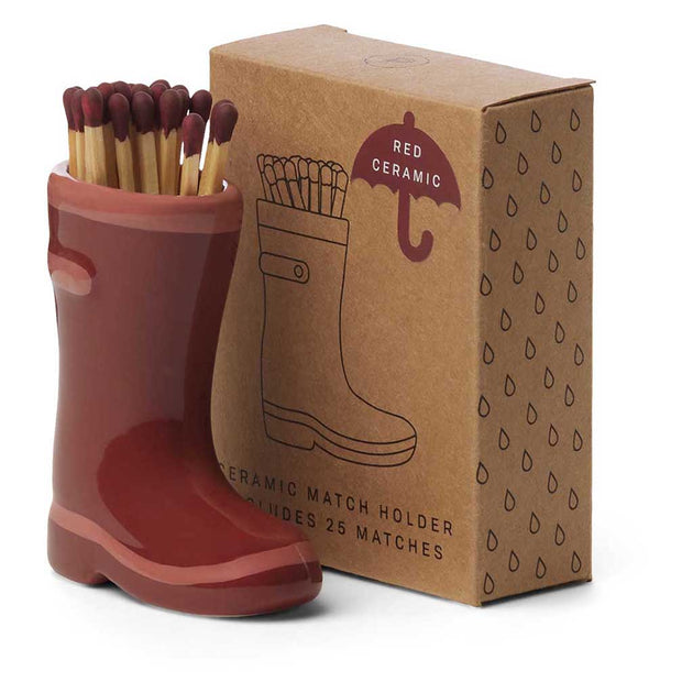 Wellington Boot Matches Holder Paddywax ACC32EU Candles One Size / Dark & Light Red