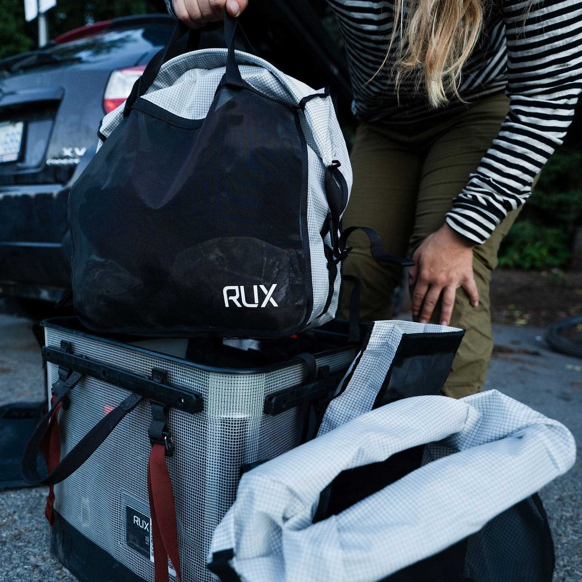 RUX Packing Bag 20L Mesh RUX PK0824-A33M Camp Storage Bags 20L / White With Black Grid