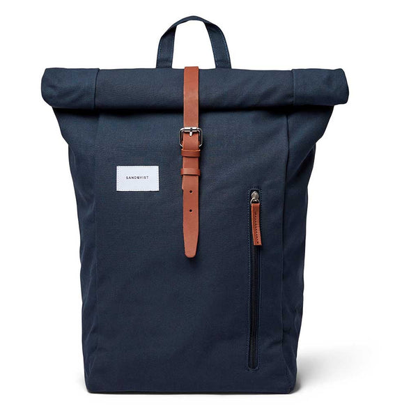 Dante Sandqvist SQA2281 Backpacks 21L / Navy with Cognac Brown Leather