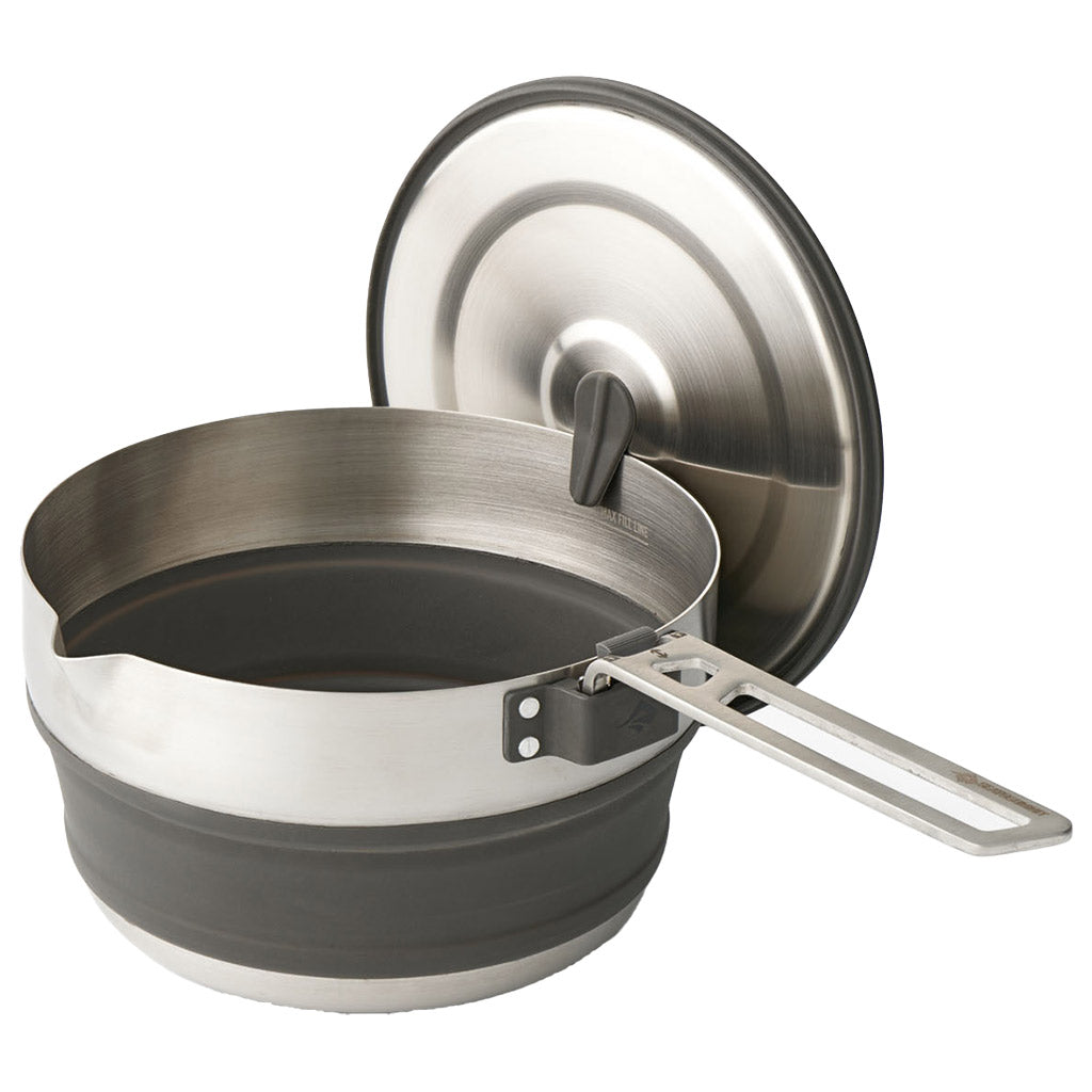 Detour Stainless Steel Collapsible Pouring Pot 1.8L Sea to Summit ACK026021-390101 Pots & Pans 1.8L / Black/Stainless