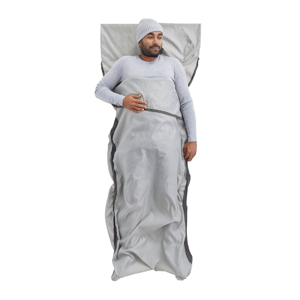 Silk Blend Sleeping Bag Liner | Rectangular & Pillow Sleeve Sea to Summit ASL032051-251803 Sleeping Bag Liners Universal / Moonstruck Grey