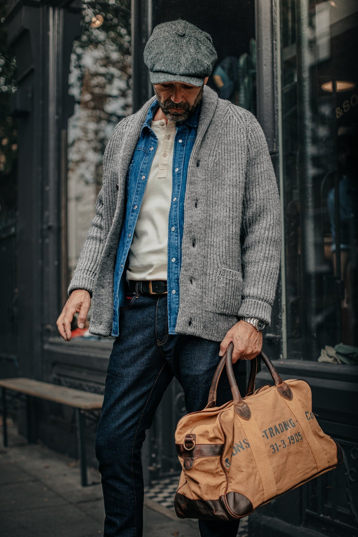 Pioneer British Wool Cardigan &SONS CARDIGREY001 Men's Knitted Cardigans Small / Grey
