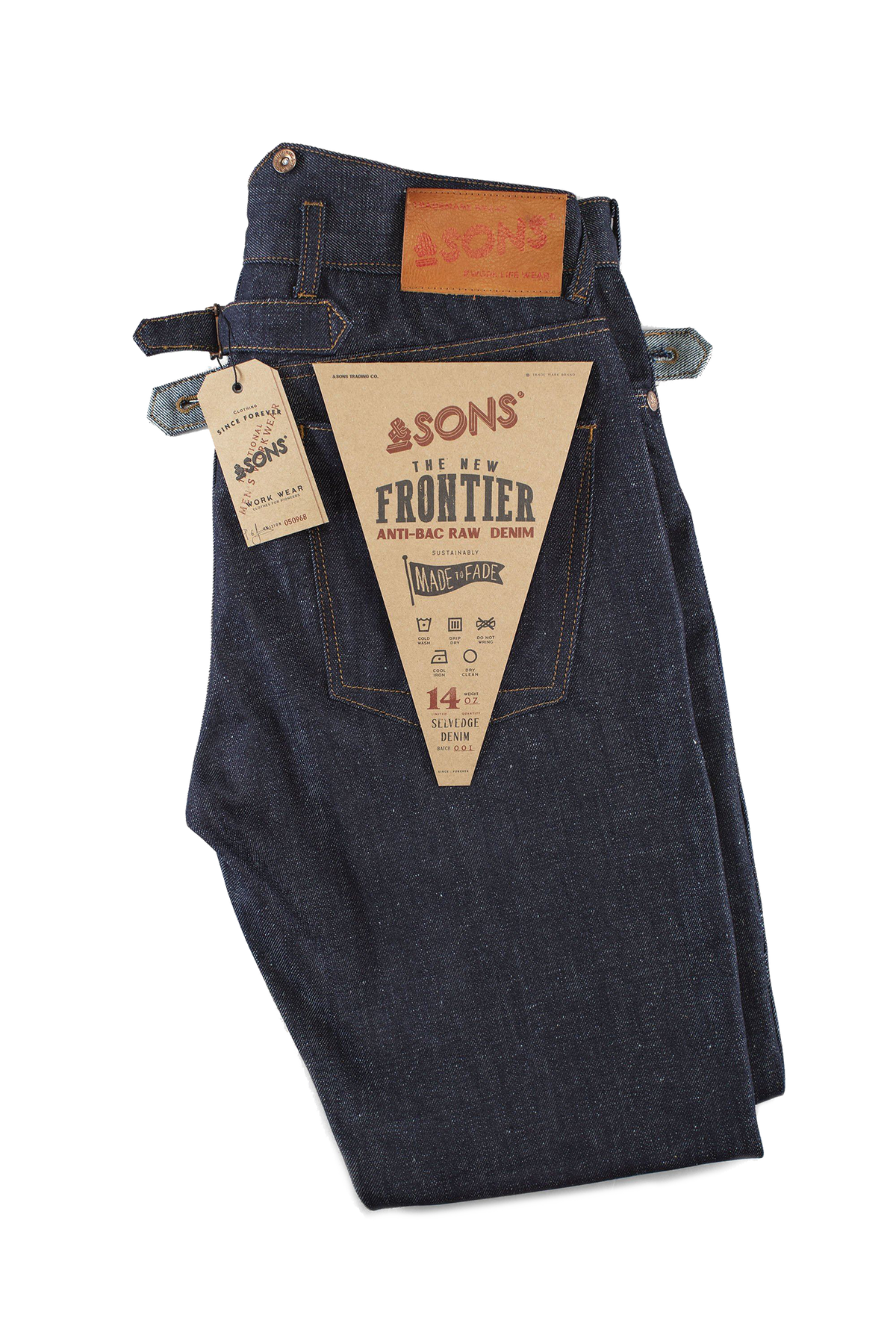 The New Frontier 14oz Selvedge Anti-bac Raw Denim Jeans &SONS Men's Jeans