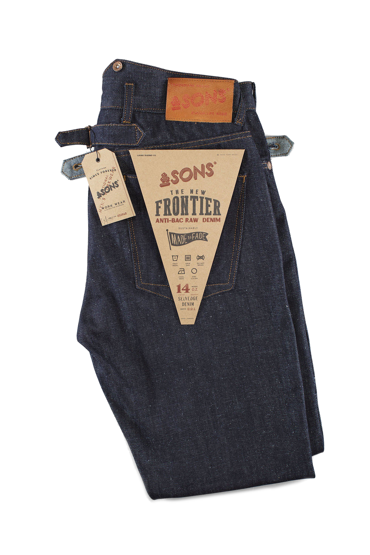The New Frontier 14oz Selvedge Anti-bac Raw Denim Jeans &SONS Men's Jeans
