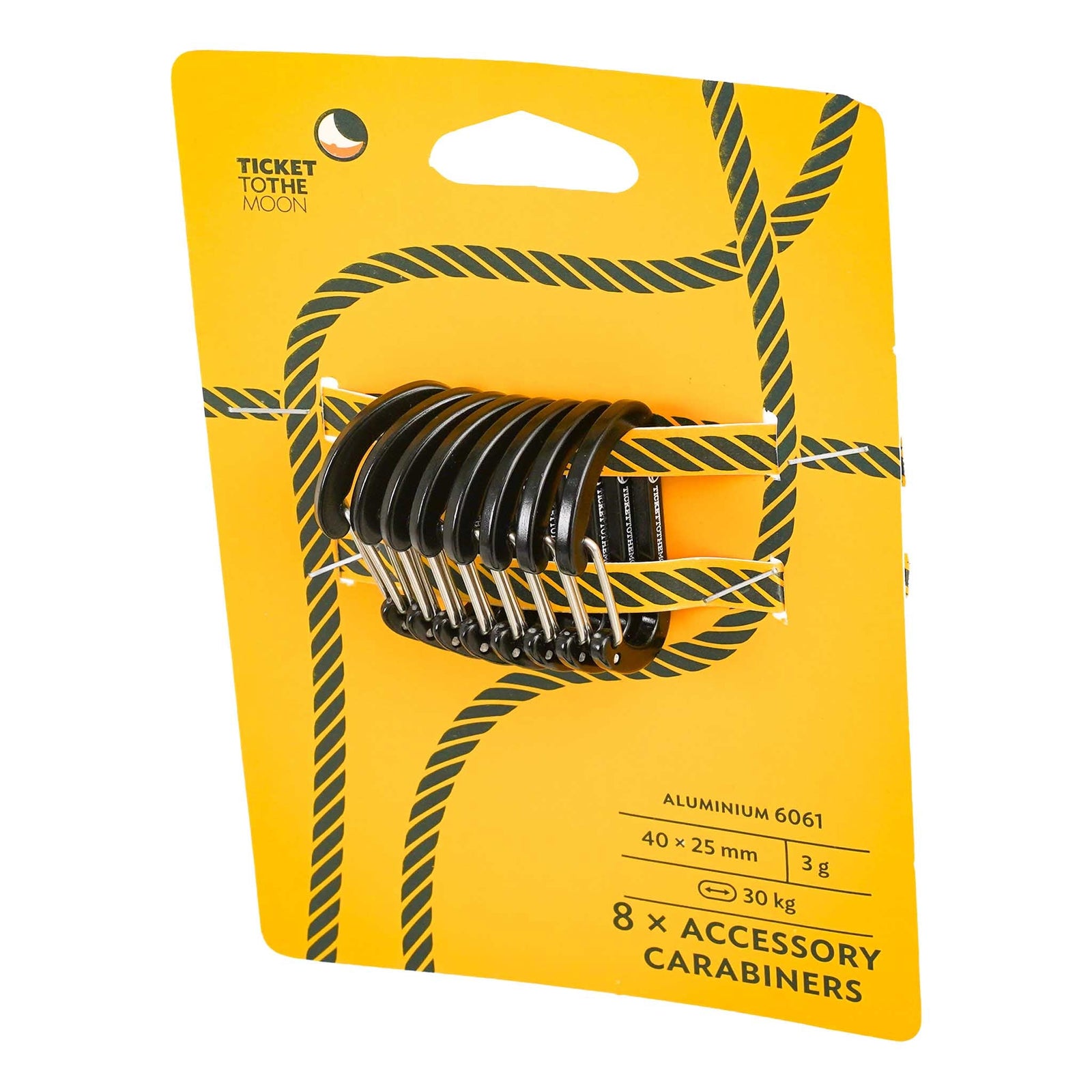 Aluminium Accessory Carabiners x8 Ticket To The Moon TMBINER03 Hammock Accessories One Size / Black