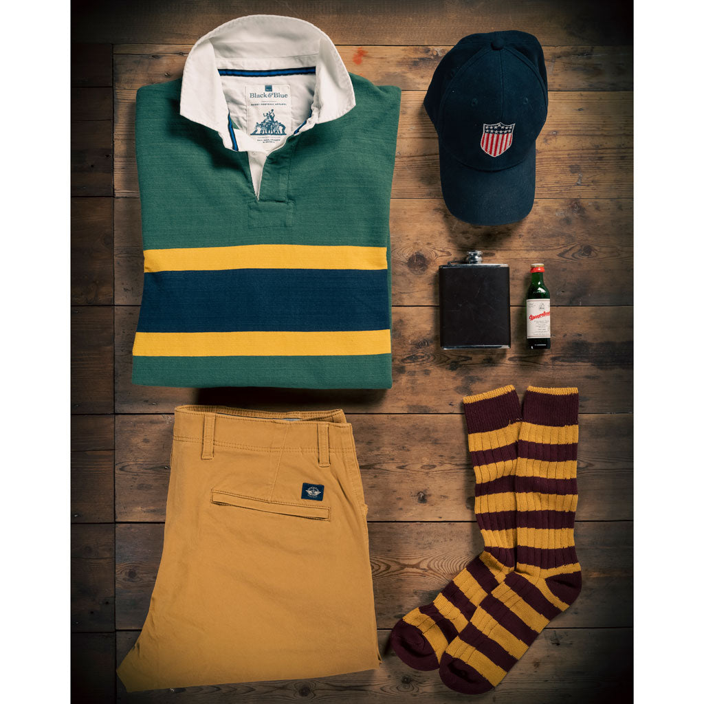 Outdoor Heritage Rugby Shirt Black & Blue 1871 Rugby Shirts