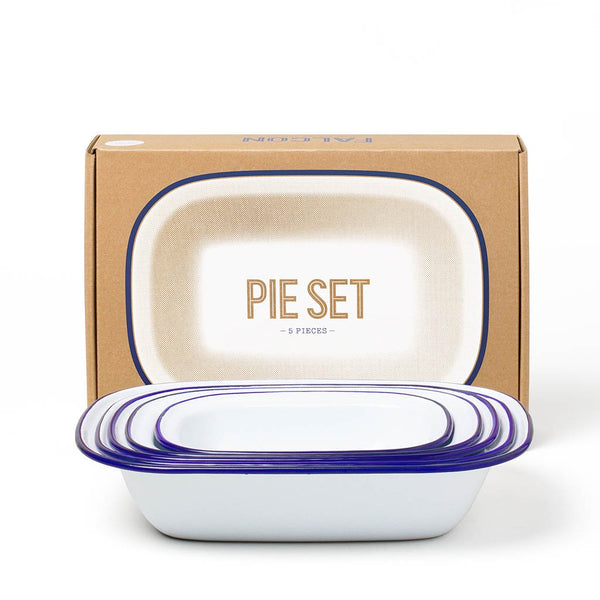 Pie Set Falcon Enamelware FAL-PIE-BW-UK Pie Dishes One Size / White w/ Blue Rim