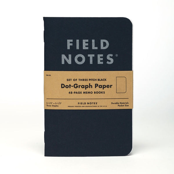 Memo Book | Dot-Graph | 3-Pack Field Notes FN-33 Notebooks 3 Pack / Black