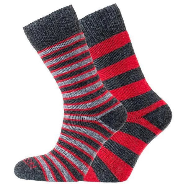 Heritage Merino Outdoor - Men's 2 Pack Horizon Socks 6H/M2MRL Socks M/L / Red/Charcoal