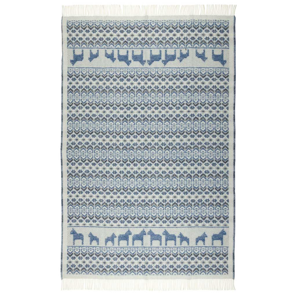 Dalarna Blå Wool Blanket Öjbro Vantfabrik ODAL40UP130220 Blankets 130 x 220 cm / Dalarna Blå