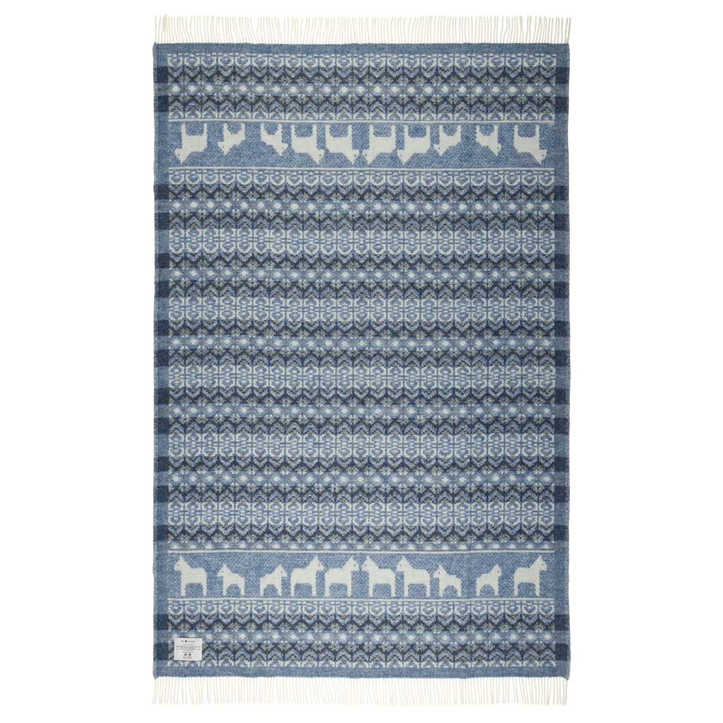Dalarna Blå Wool Blanket Öjbro Vantfabrik ODAL40UP130220 Blankets 130 x 220 cm / Dalarna Blå