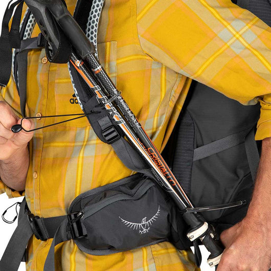 osprey backpack pole storage | Stratos 44 | Men's | Tunnel Vision Grey liter hydration reservoir (not DICK'S Sporting Goods The Color:VC7_Timber Tan Rewards_Eligible