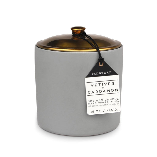 Hygge Ceramic | Vetiver & Cardamom Paddywax PWHY1501 Candles 15 oz / Grey